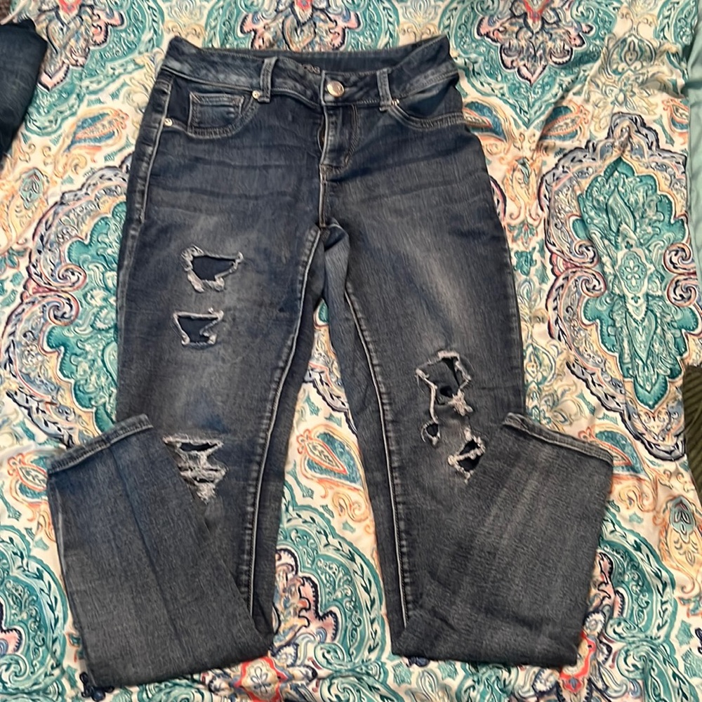 Ripped Look Blue Jeans